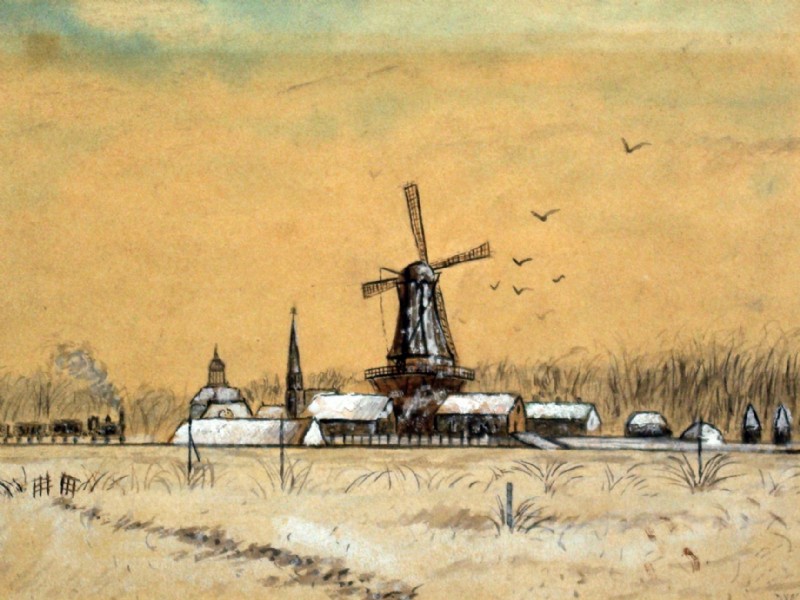 Wigle Krikke, Badweg met Molen de Hoop, 1886