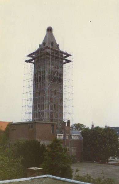 Foto van de afbraak van de watertoren, fotograaf onbekend, Collectie Museum Heerenveen 17366
